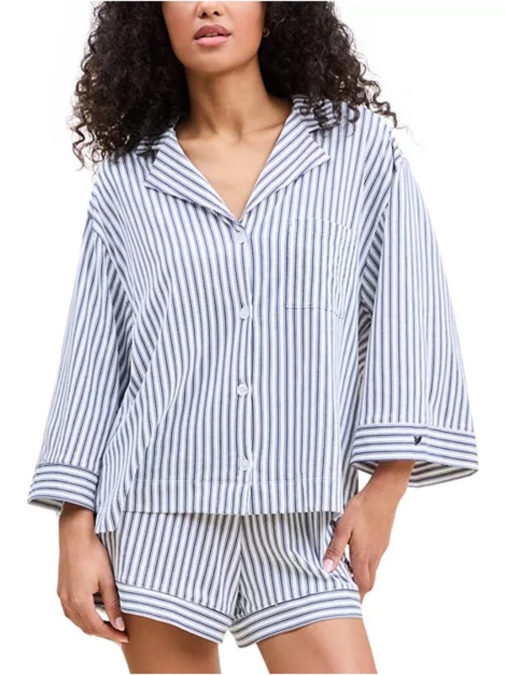 Petite Plume Olivia Striped Short Pajama Top Large